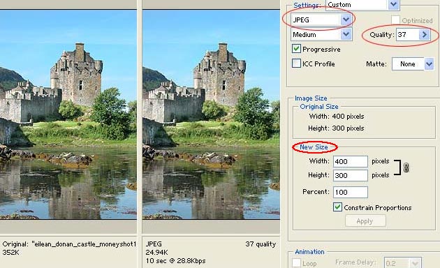 Image re-sizing example