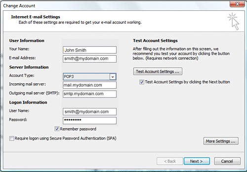 Email Account Settings